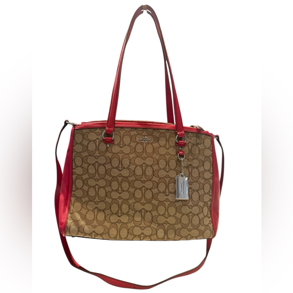 Coach Signature Tote with Red Trim NWOT